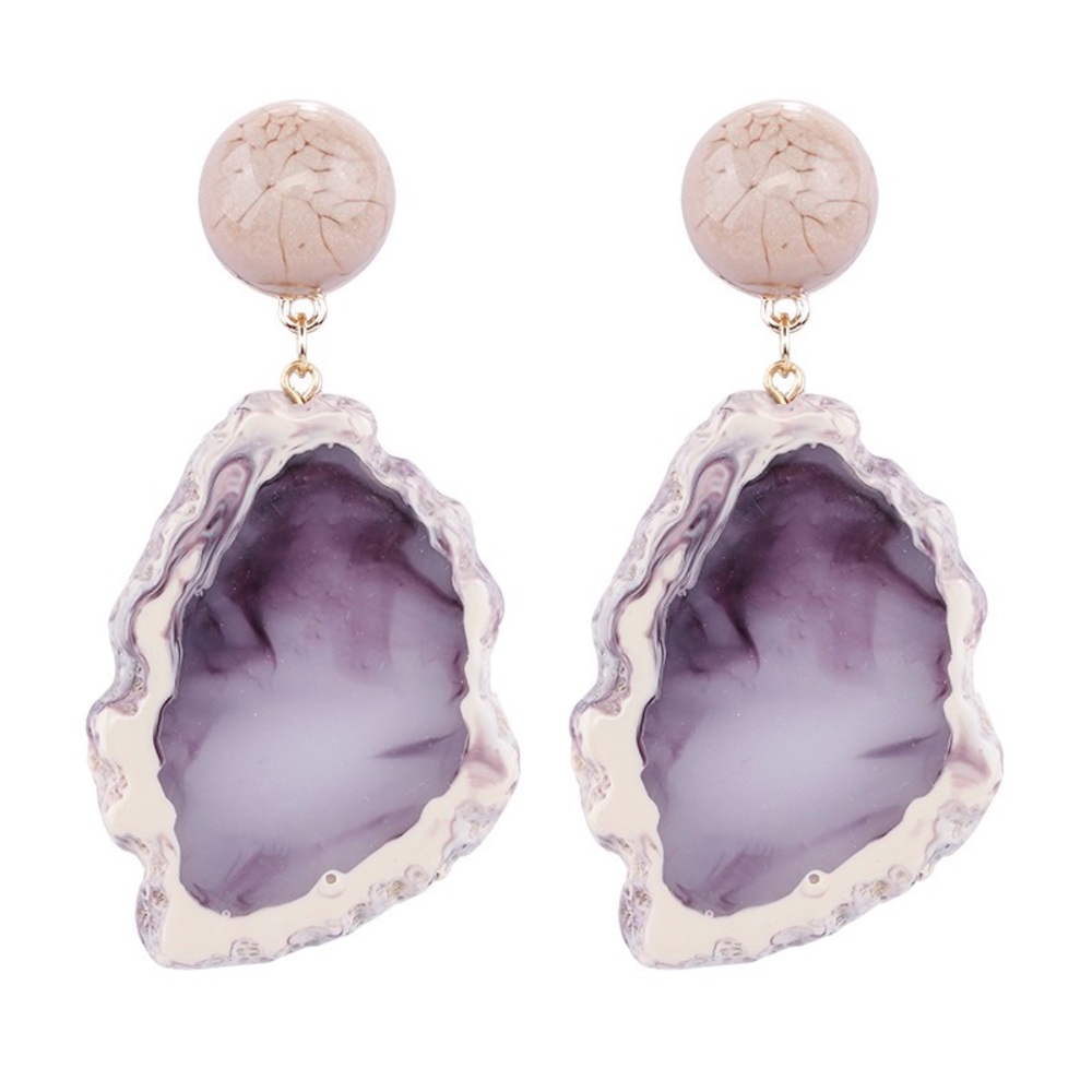 Acrylic Stone Purple Earrings - Picture 2 of 5